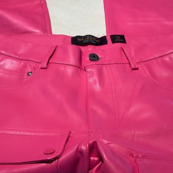 NWT Majestik Barbie Pink Stacked Denim Cargo Utility Pants Y2K Streetwear SZ 32 - Picture 9 of 17